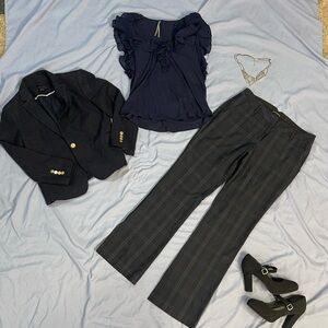 Ann Taylor Navy Blazer with Gold Accents size 2